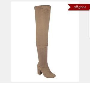 Taupe Faux Suede Thigh High Boots