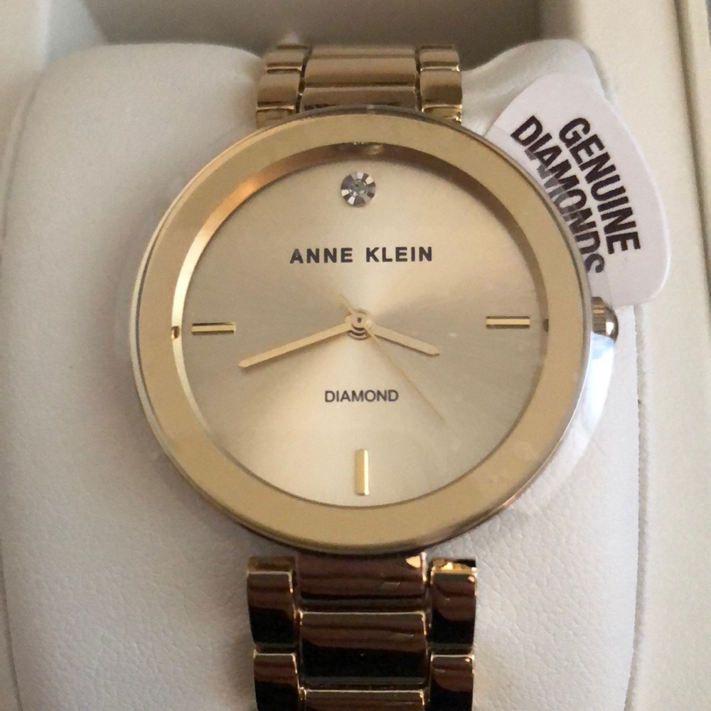 Anne Klein Genuine Diamond Collection Gold Watch