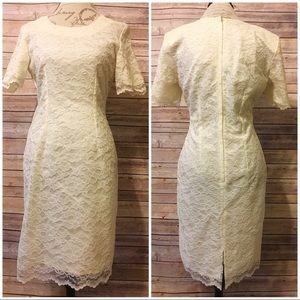 Vintage ivory lace sheath dress