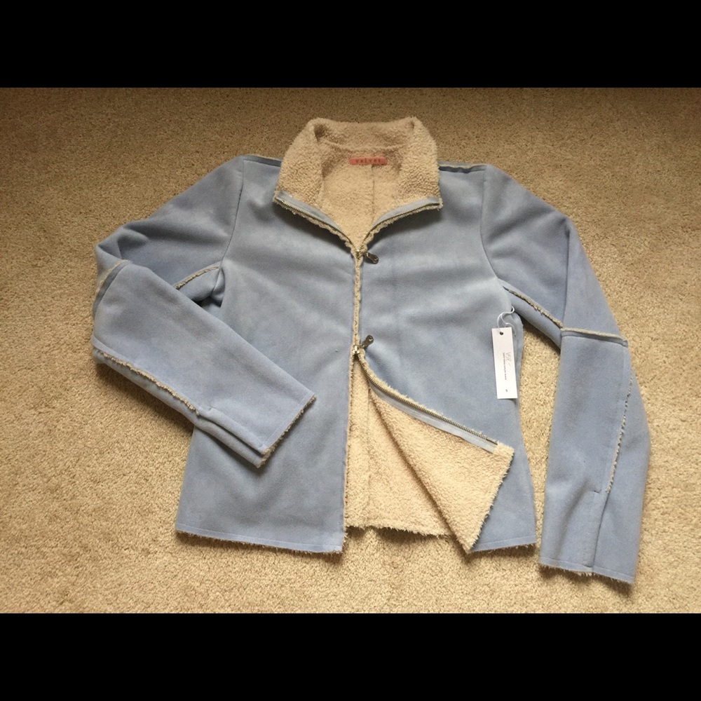 Velvet Brand baby blue Faux Shearling Jacket (NWT)
