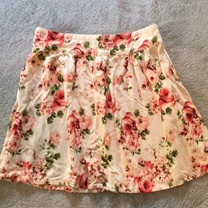 White and pink floral skirt