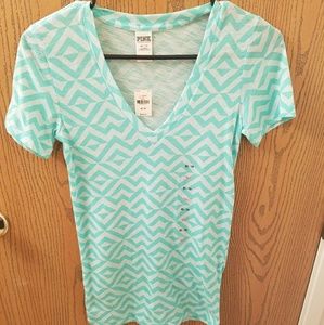 VS PINK Blue and White Patterned Shirt