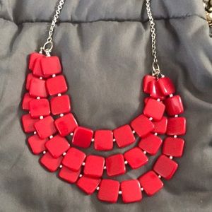 Chunky Red Bib Necklace