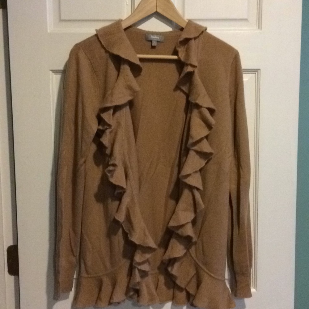 SALE NEIMAN MARCUS RUFFLED CASHMERE CARDIGAN