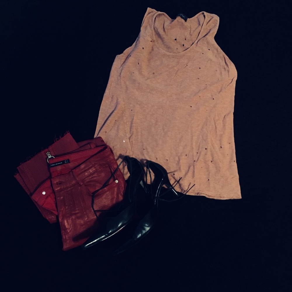 SoAllure - distressed racerback BOHO tank top