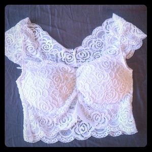White lace brallete crop top
