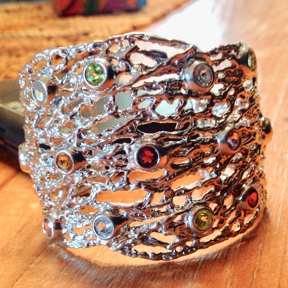 Beautiful Semi Precious Sterling Cuff! Never Worn!