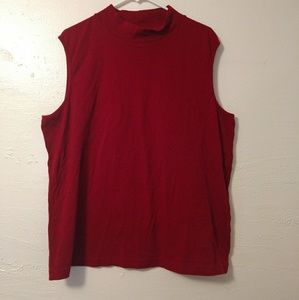 Plus size red sleeveless mock neck shirt