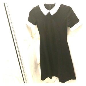 Mod little black collared shirt dress