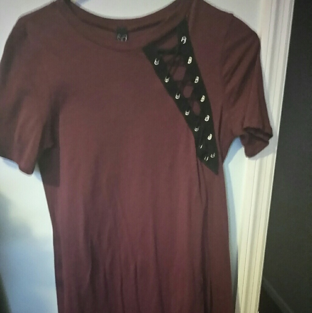 Wine Red T-Shirt Dress