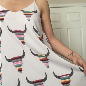 Never Worn Peach Love Strappy Cowgirl Skull Dress