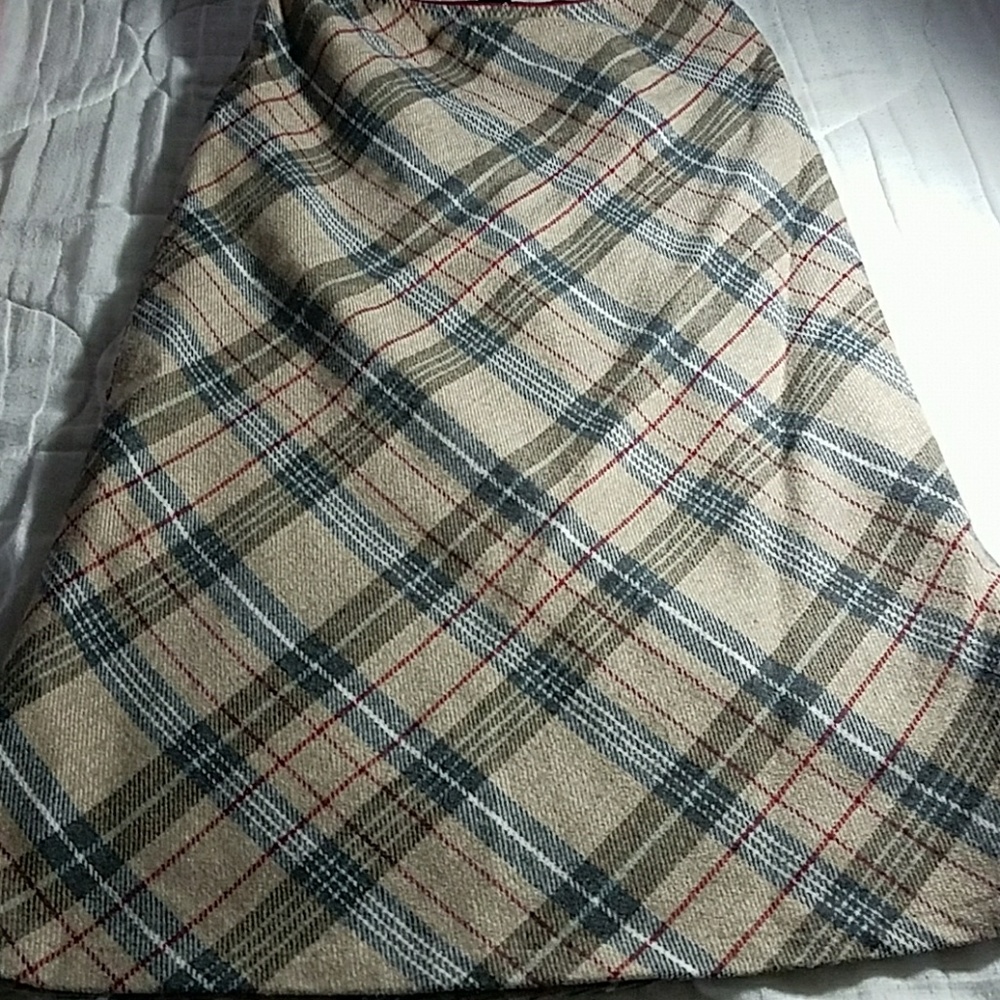 Wool plaid midi skirt