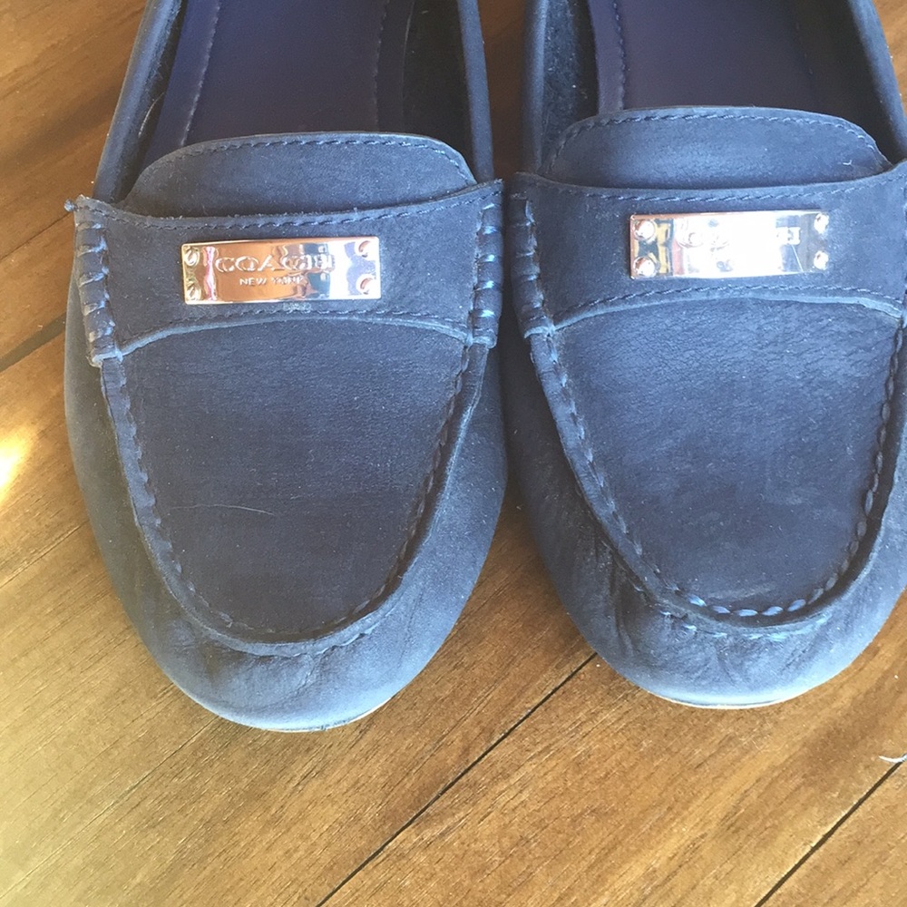 Navy suede leather coach flats