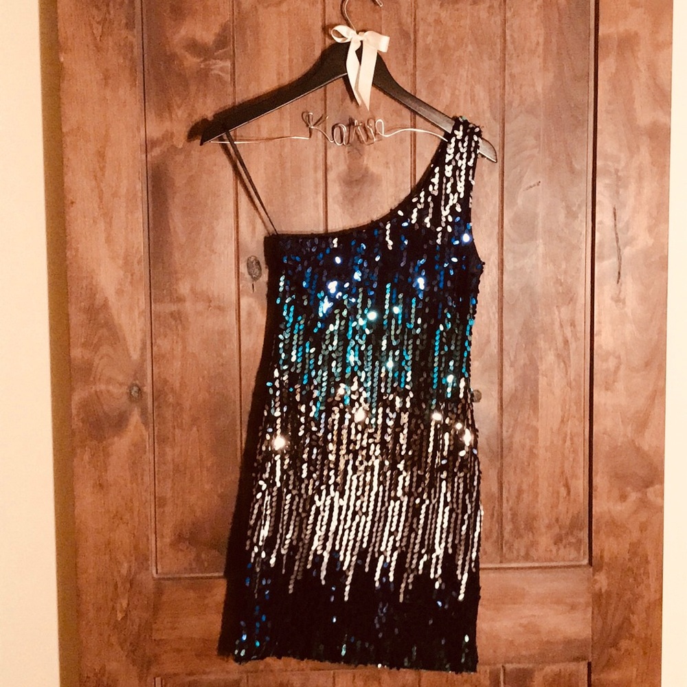 Sequined one shoulder dress