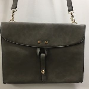 Gray flat envelope bag with adjustable strap