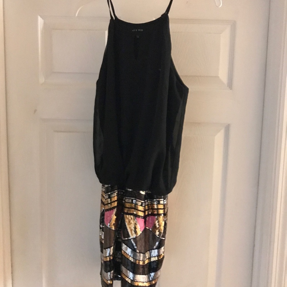 As U Wish black dress w sequined skirt. Medium.