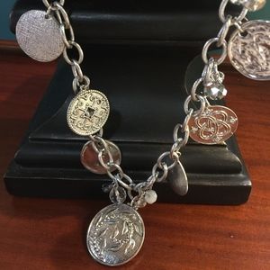 Chico's 30 Yr Ladies Silvertone Coin Necklace