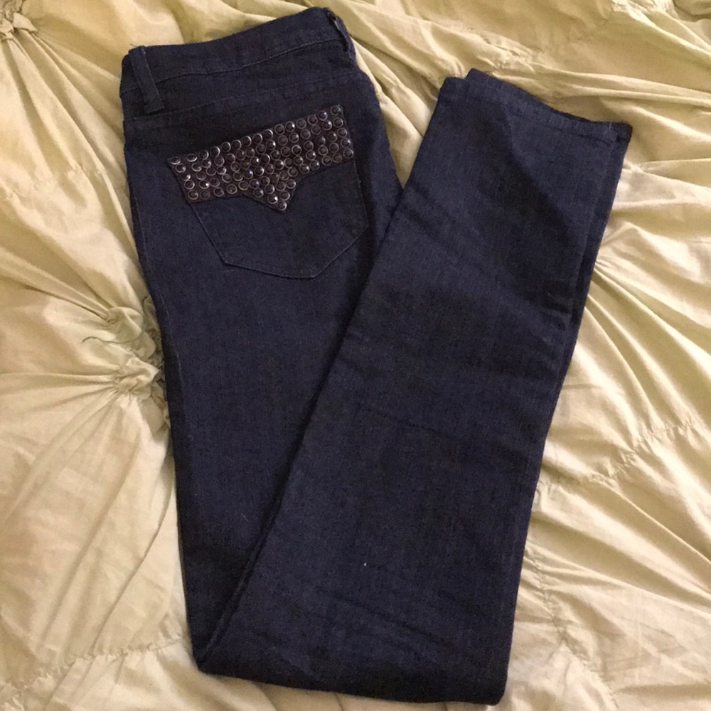 Dark Denim Embellished Skinny Jeans