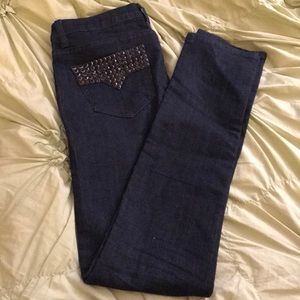 Dark Denim Embellished Skinny Jeans