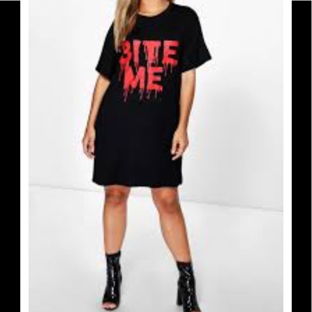 🧛‍♀️ Plus Halloween Slogan T-Shirt Dress 🧛‍♀️
