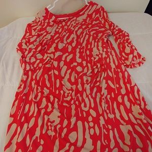 Coral and tan dress