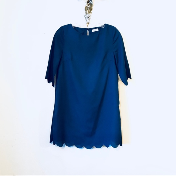TOBI | Classy Navy Blue Scalloped Shift Mini Dress Size Small - Picture 3 of 8