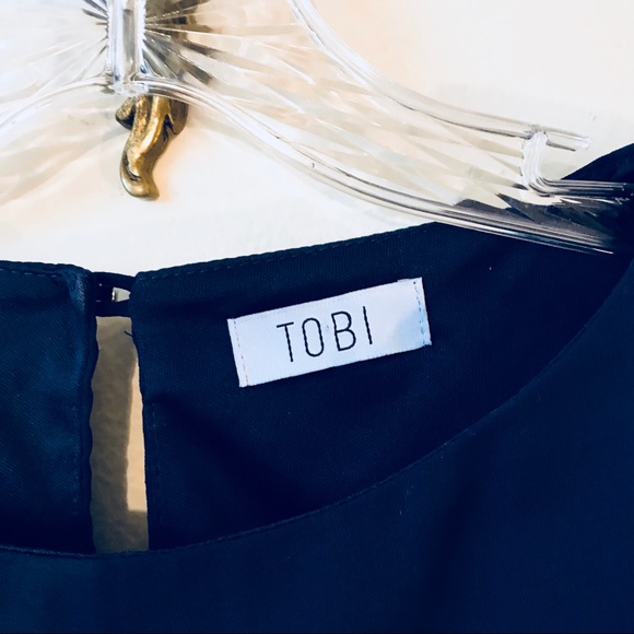 TOBI | Classy Navy Blue Scalloped Shift Mini Dress Size Small - Picture 6 of 8