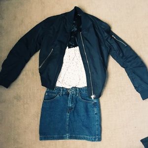 Navy blue bomber jacket from topshop