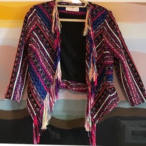 Amanda Uprichard Fringe Tweed Jacket