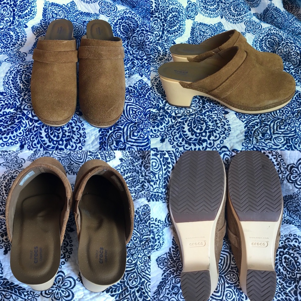 Sara Brown Suede Clogs