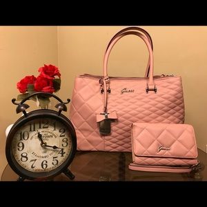 Guess quilted satchel with matching wallet