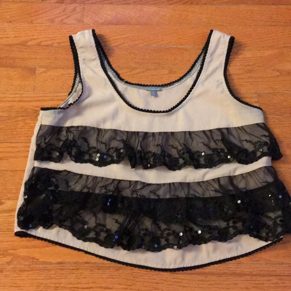 Tan & Black Crop Top