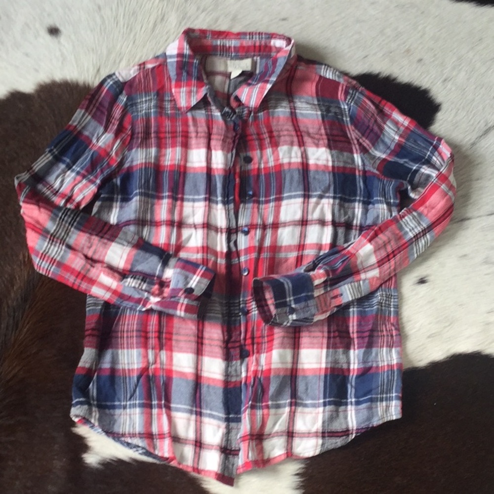Olive & Oak blue/white/red button down, small