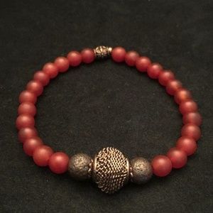 Matte Red Agate bracelet 7.25". Strength & harmony