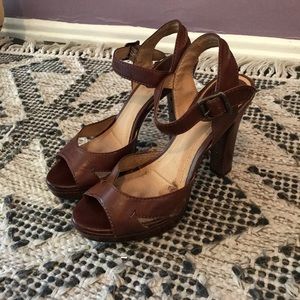 Frye Cognac Leather Heels