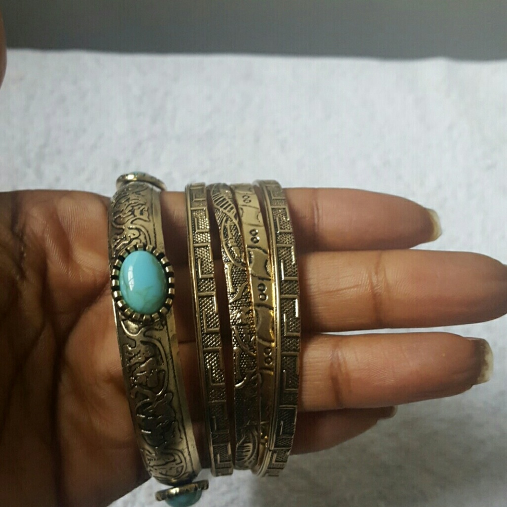 Turquoise n gold plated  bangles