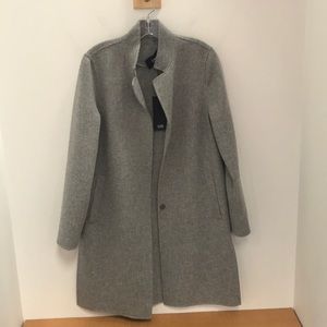 Knee length heather grey wool coat by line