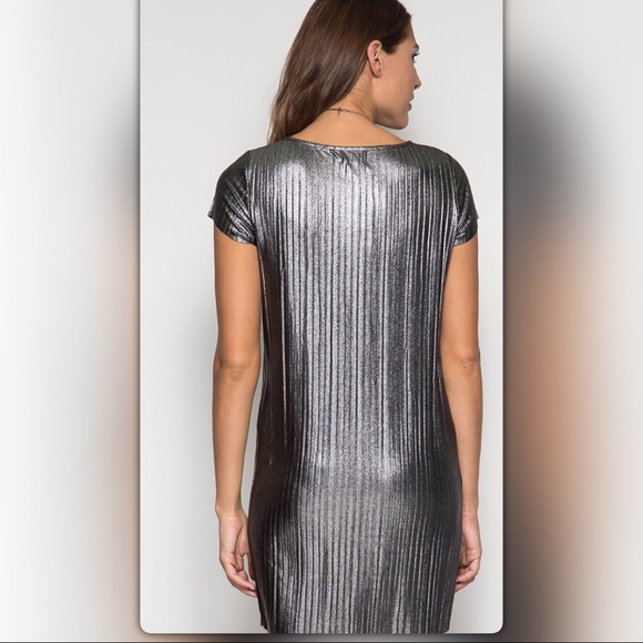 Last One! Silver Metallic Shift Mini Dress - Picture 3 of 3