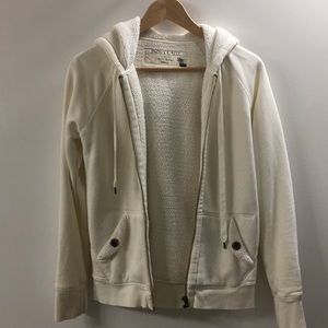 J Crew Ivory Sherpa Fleece Hoodie