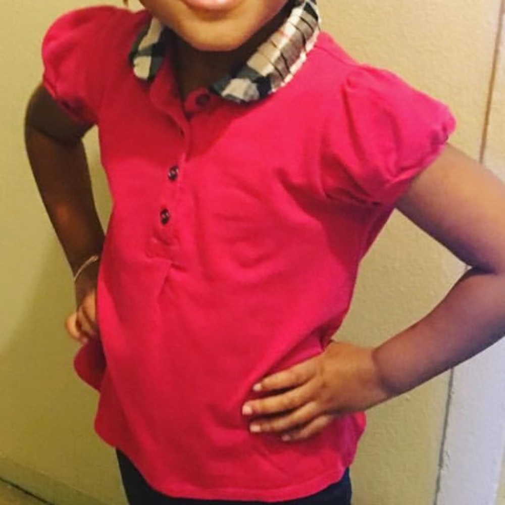 Hot pink Burberry polo shirt