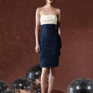 Dessy 8107...Special Occasion / Cocktail Dress...Ivory / Midnight...Size 6...NWT