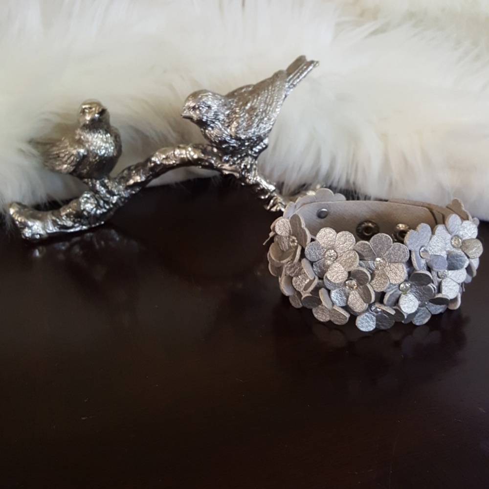 Silver Leather Bracelet