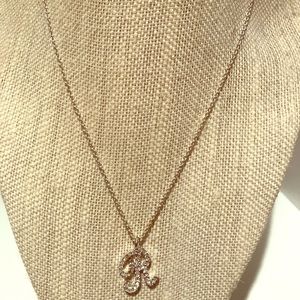 Rhinestone “R” necklace