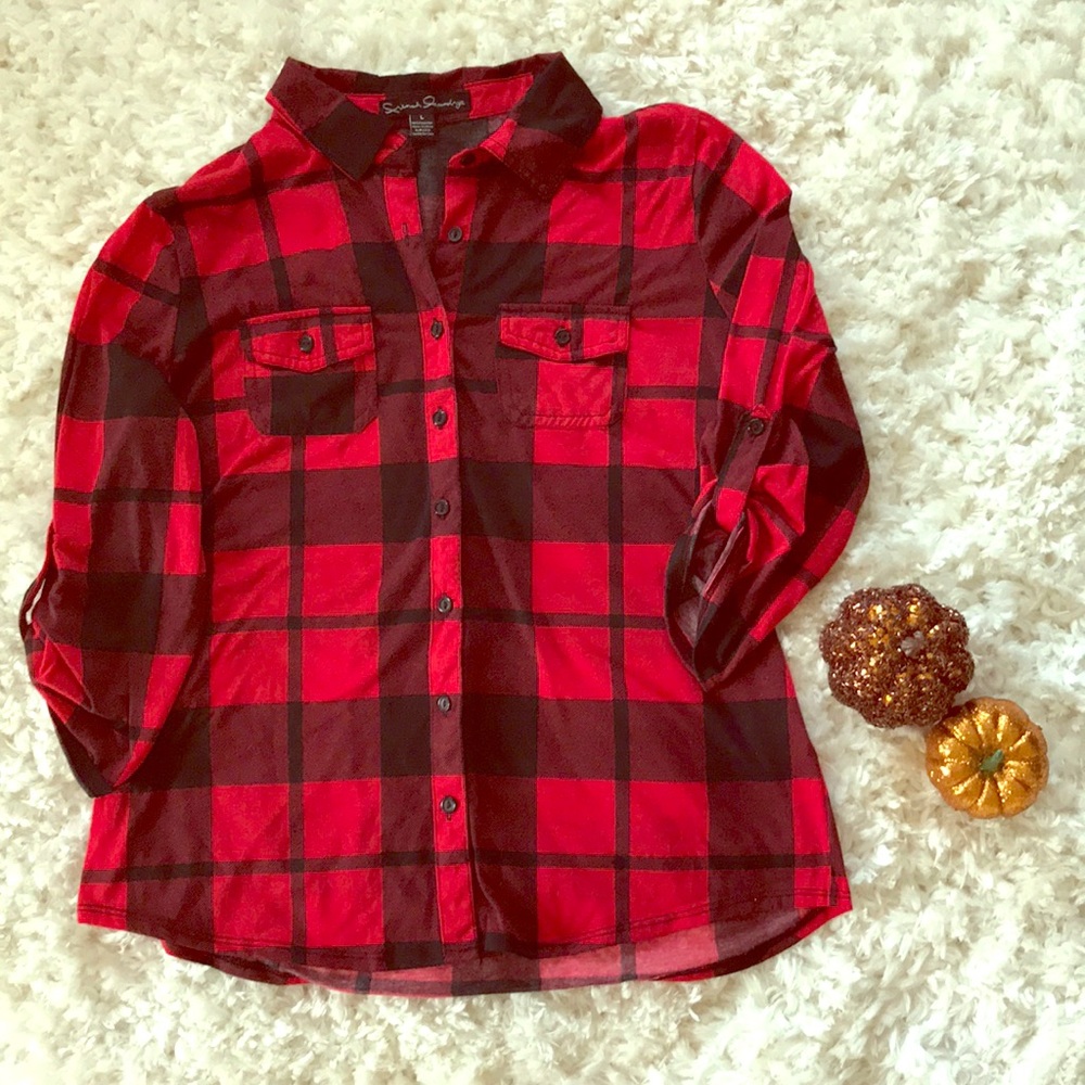 Large red & black flannel button up