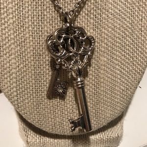 Long double key necklace