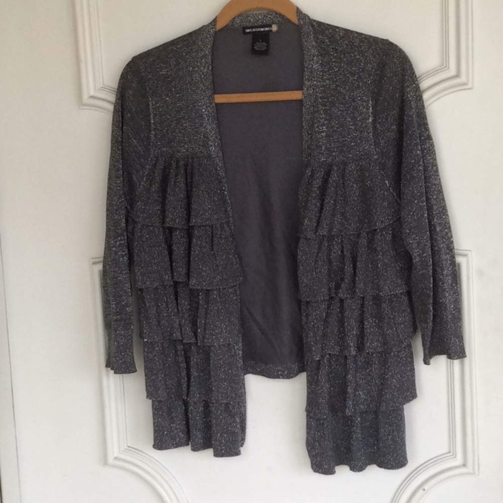 Sweaterworks Pewter & silver shrug Size L