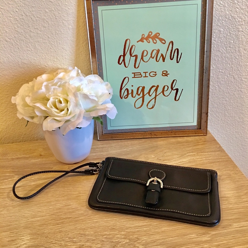 Black Coach Leather Wristlet