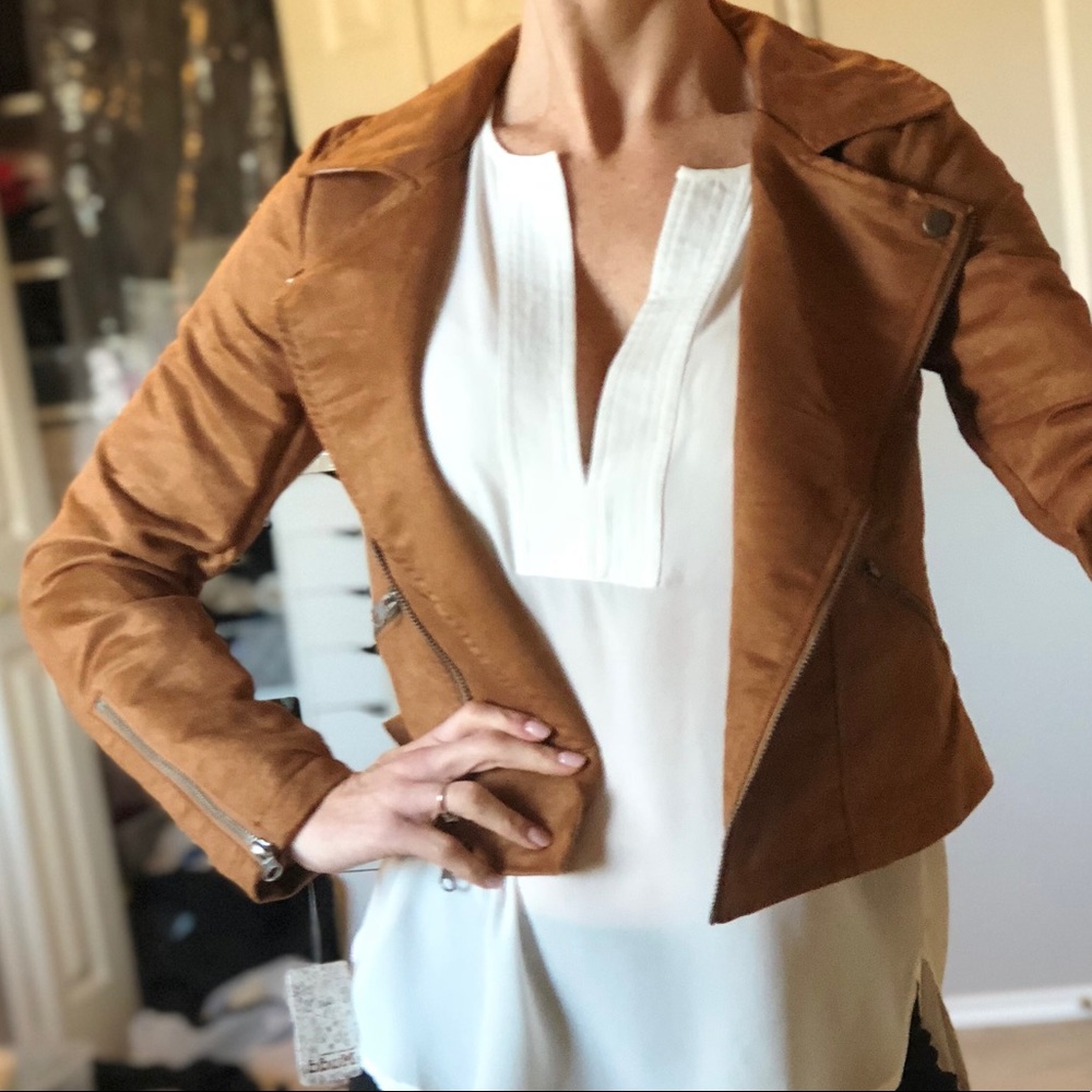 Camel suede jacket small NWT