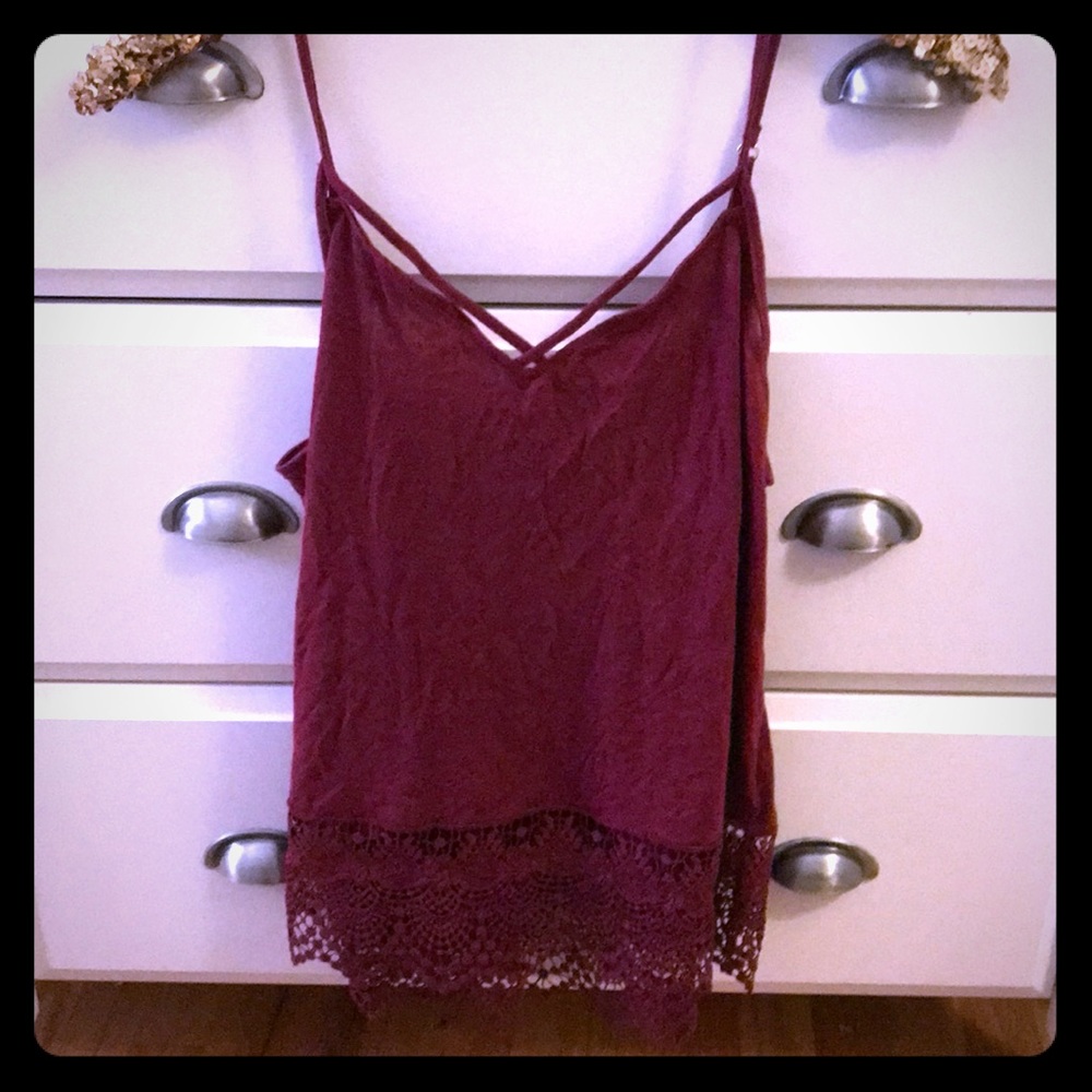 Express Maroon Top with Crocheted Bottom