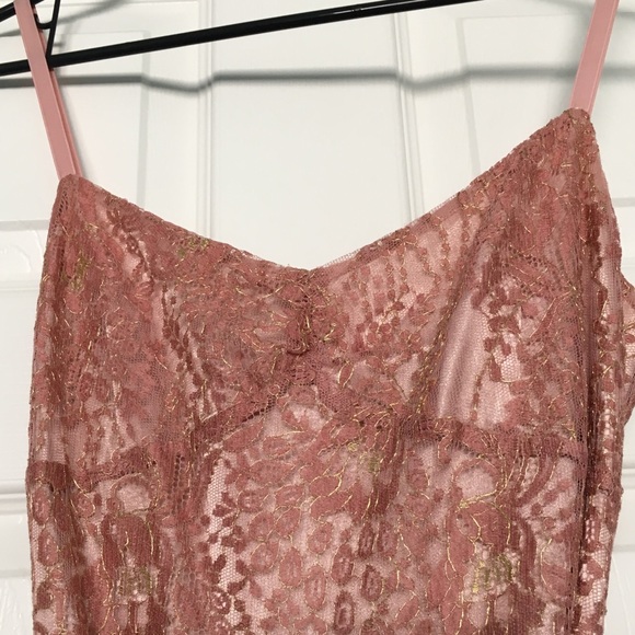 Ann Taylor pink dress with gold lace - Picture 2 of 4